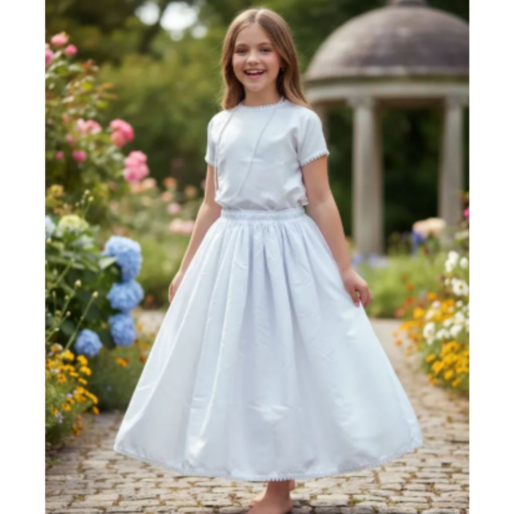 Conjunto Infantil Umbanda Candomble 2 pçs Saia e Bata Menina Feminino Oxford