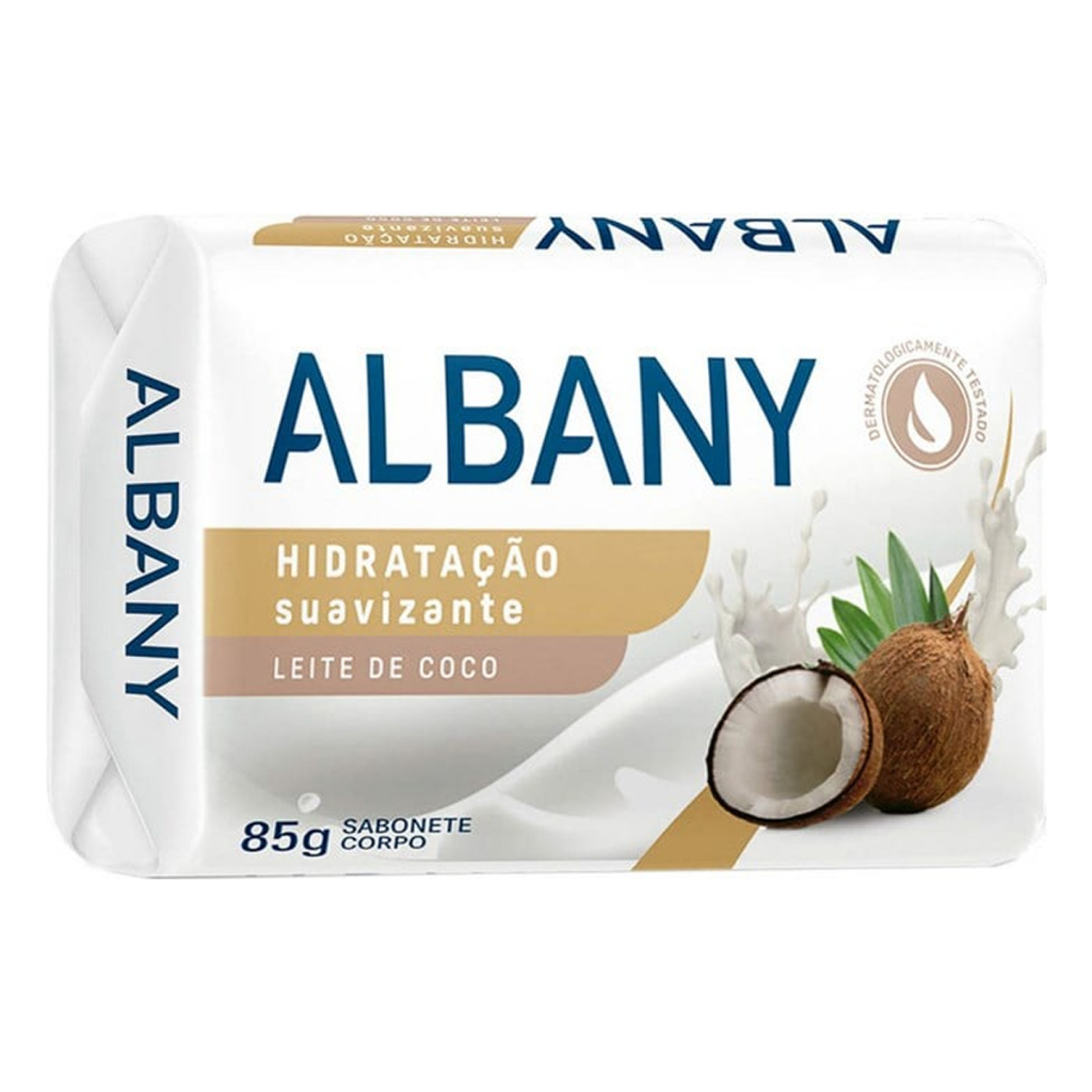Sabonete Em Barra Albany Hidratação Suavizante Leite De Coco Com 85g