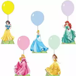 Centro De Mesa Princesas Para Lembrancinha De Festa kit Display Balão E Haste De MDF