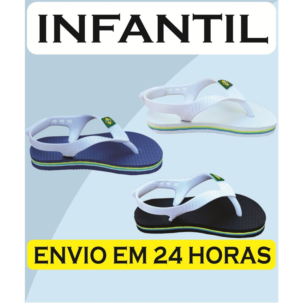 KIT X2 PARES CHINELO BABY INFANTIL BANDEIRINHA FILETADO ORIGINAL em Oferta na Shopee