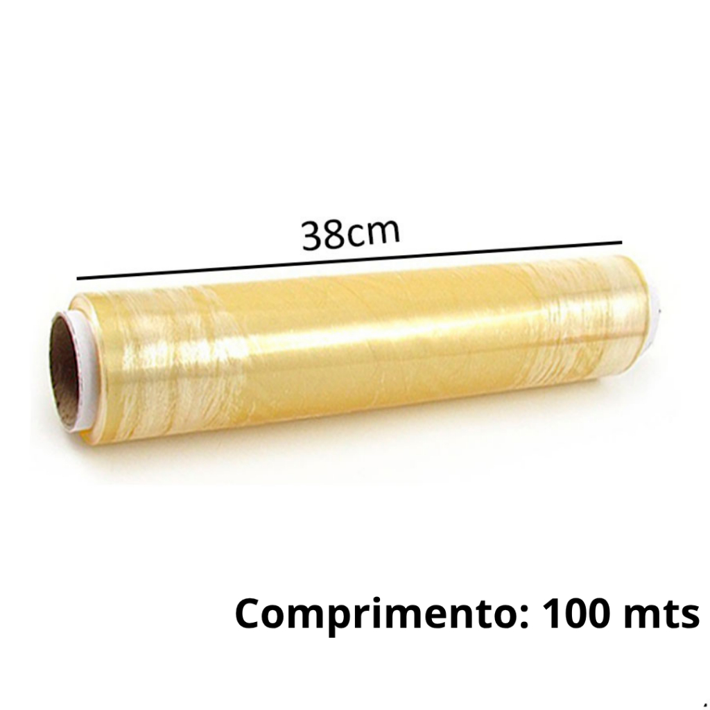 Rolo Plástico Filme PVC 38x100 Embalar Alimentos Resistente