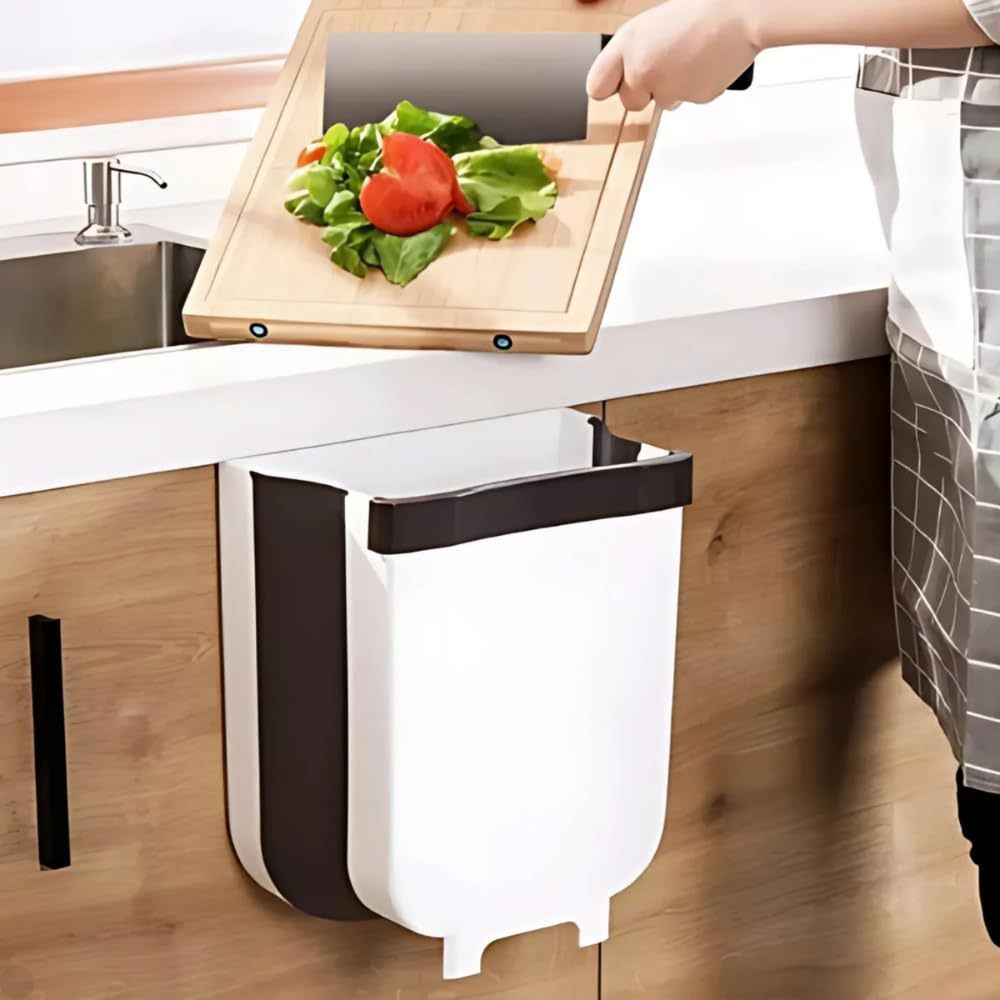 Lixeira Plástico Cozinha Banheiro Escritorio Porta Pia Branca Armário Dobrável Portatil Retrátil 6L