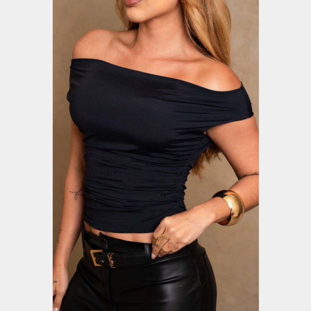 Blusa Suplex Feminina Ombro a Ombro dia a dia básica suplex manguinha