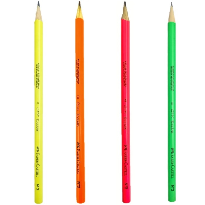 Lápis Grafite Faber-Castell Max Neon HB Nº2 - Kit com 4 / 8 / 12 Unidades