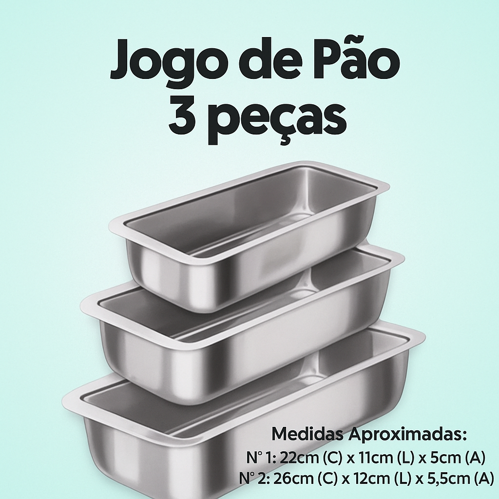 Kit Formas de Pão Caseiro N1 N2 N3 Assadeiras  Bolo Inglês, Kit Cuca, Forma de Gelo Alumínio