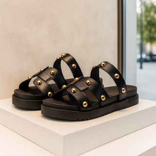 Sandalia Papete de Bolinha Birken Rasteira Luxo Verão em Oferta na Shopee