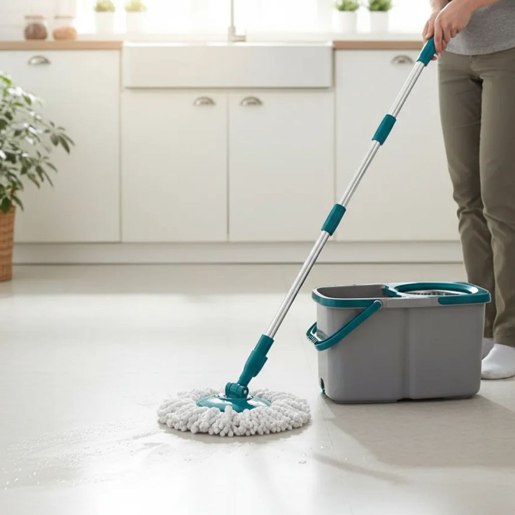 Mop Giratorio Flash Limp Duas Aguas Fit 3L/4,8L Com Refil Microfibra Cabo 128Cm + 2 Refil Extra