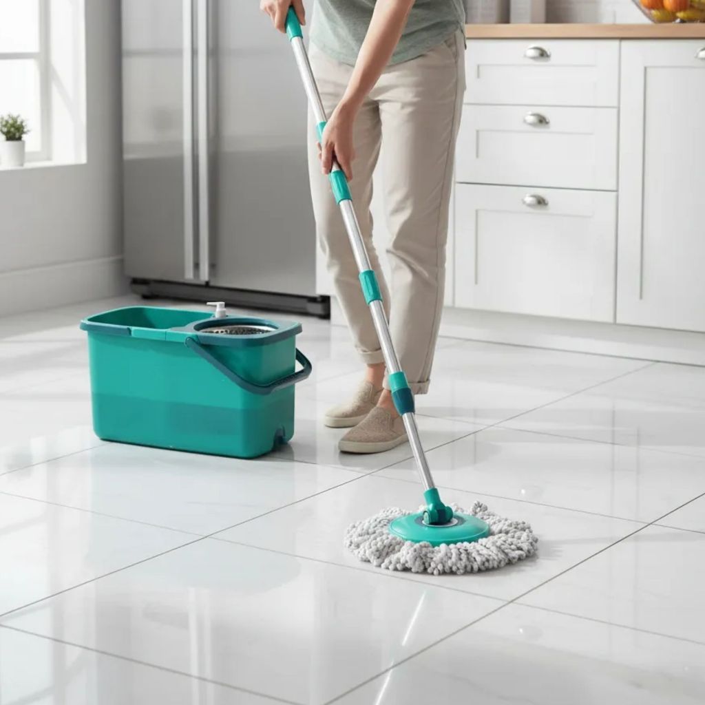 Kit Mop Giratorio Flash Limp Duas Aguas Pro 6L/9L Com Cabo Aço 128Cm + 2 Refis Extra Microfibra