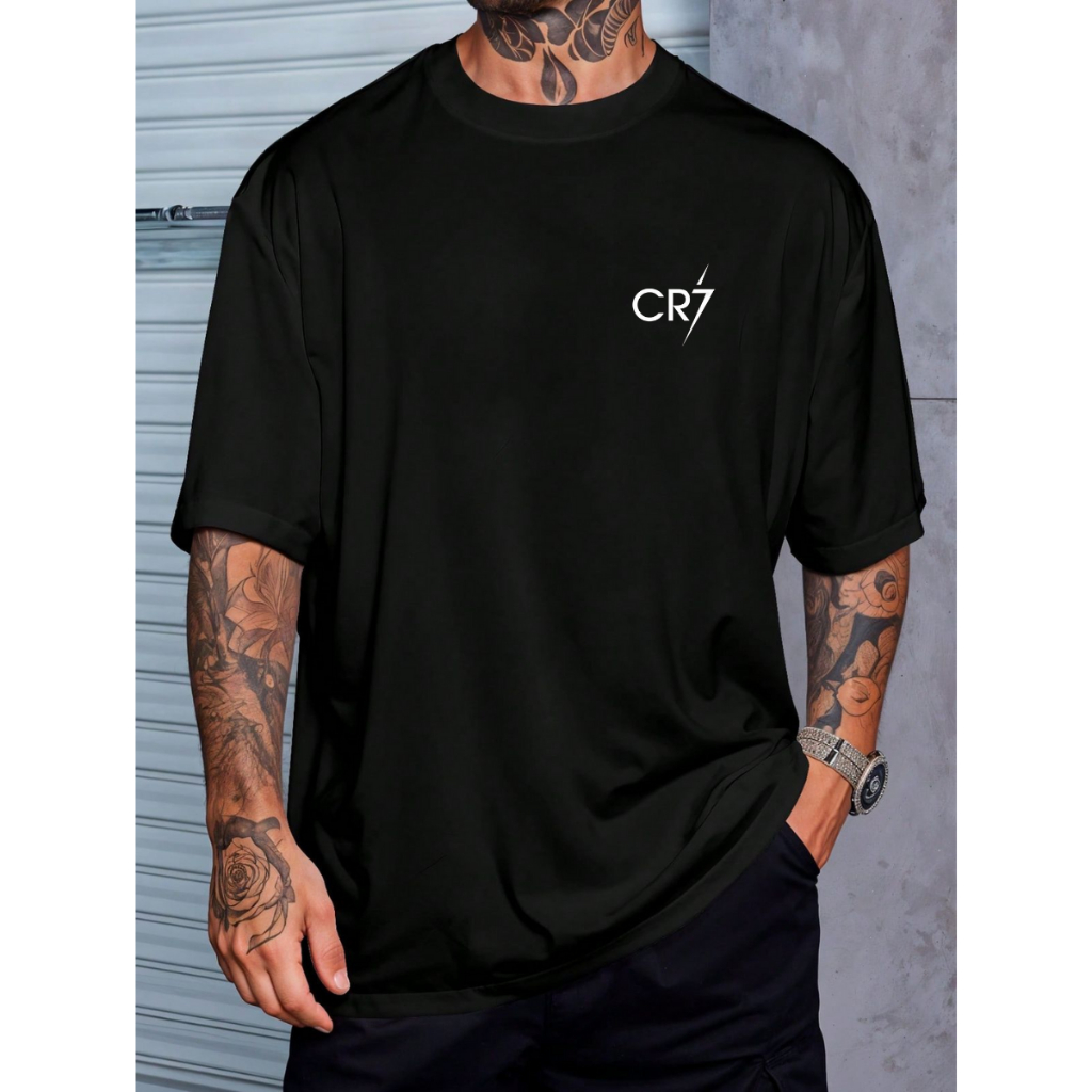 Camiseta Oversized Streetwear Estampa Cristiano Ronaldo CR7 Futebol Algodão Confortável
