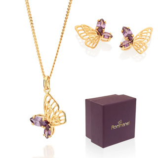 Presente Feminino Kit Colar Pingente E Brincos Banhados A Ouro 18k Rommanel em Oferta na Shopee
