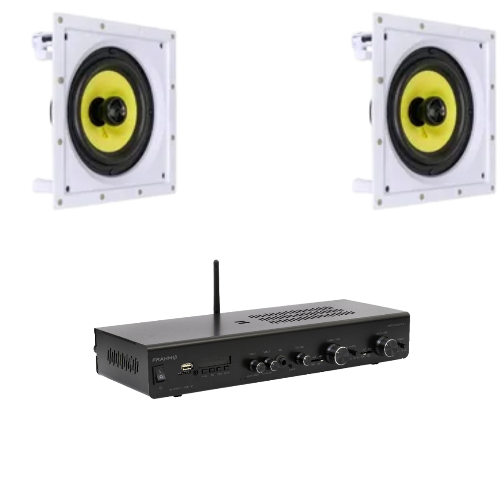 Kit 2 Caixa de Som Ci6splus +amplificador Vision 160w Opt Branco E Preto