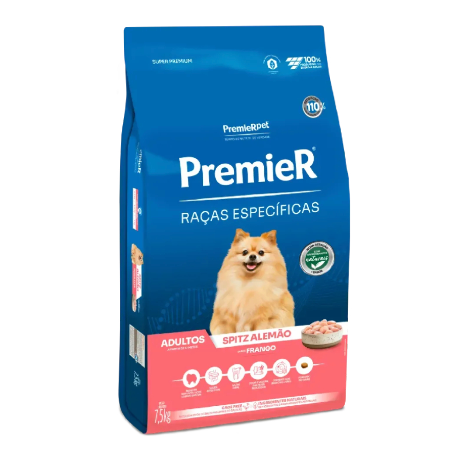 Ração Premier Raças Específicas Spitz Alemão Adultos Frango 7,5 kg