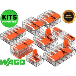 Kit 10 Conector Elétrico 221 Emenda Wago 1, 2, 3, e 5 vias 32/41A Original 4mm² e 6mm² Chuveiro Tomada Lâmpada