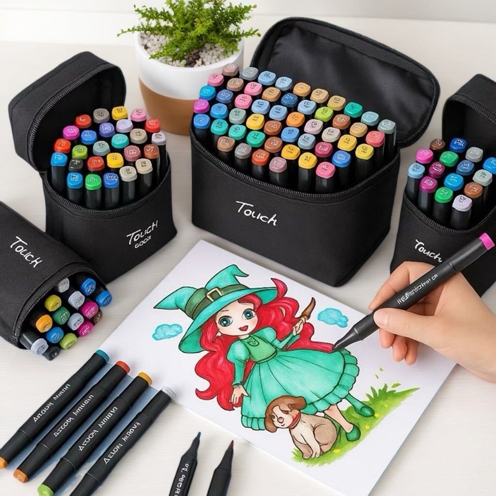 24/36/48/60/80 Cores Caneta Marcadora Com Ponta Dupla/Pintura Arte/Aquarela/Material Escolar/Escritório