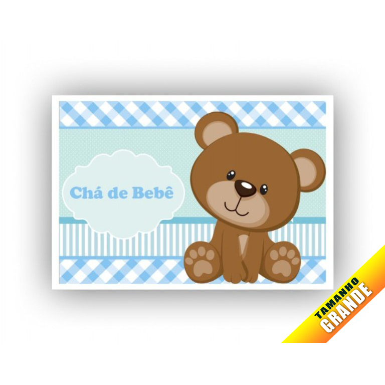 Papel Arroz Chá de Bebê Ursinho Menino para Bolo Grande 30x40cm de 7kg
