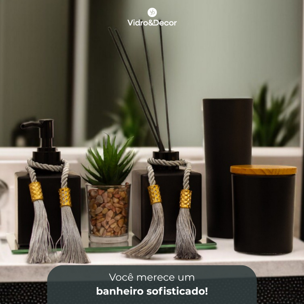 Kit Lavabo Luxo De Vidro C/ Difusor Aromatizador, Saboneteira Vidro&decor 10 Peças em Oferta na Shopee