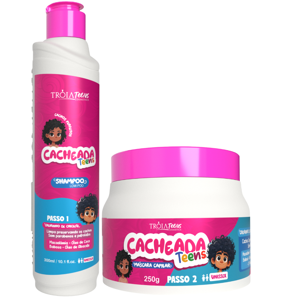 Kit Cachos Teens – Máscara 250g + Ativador 300ml Tróia Hair