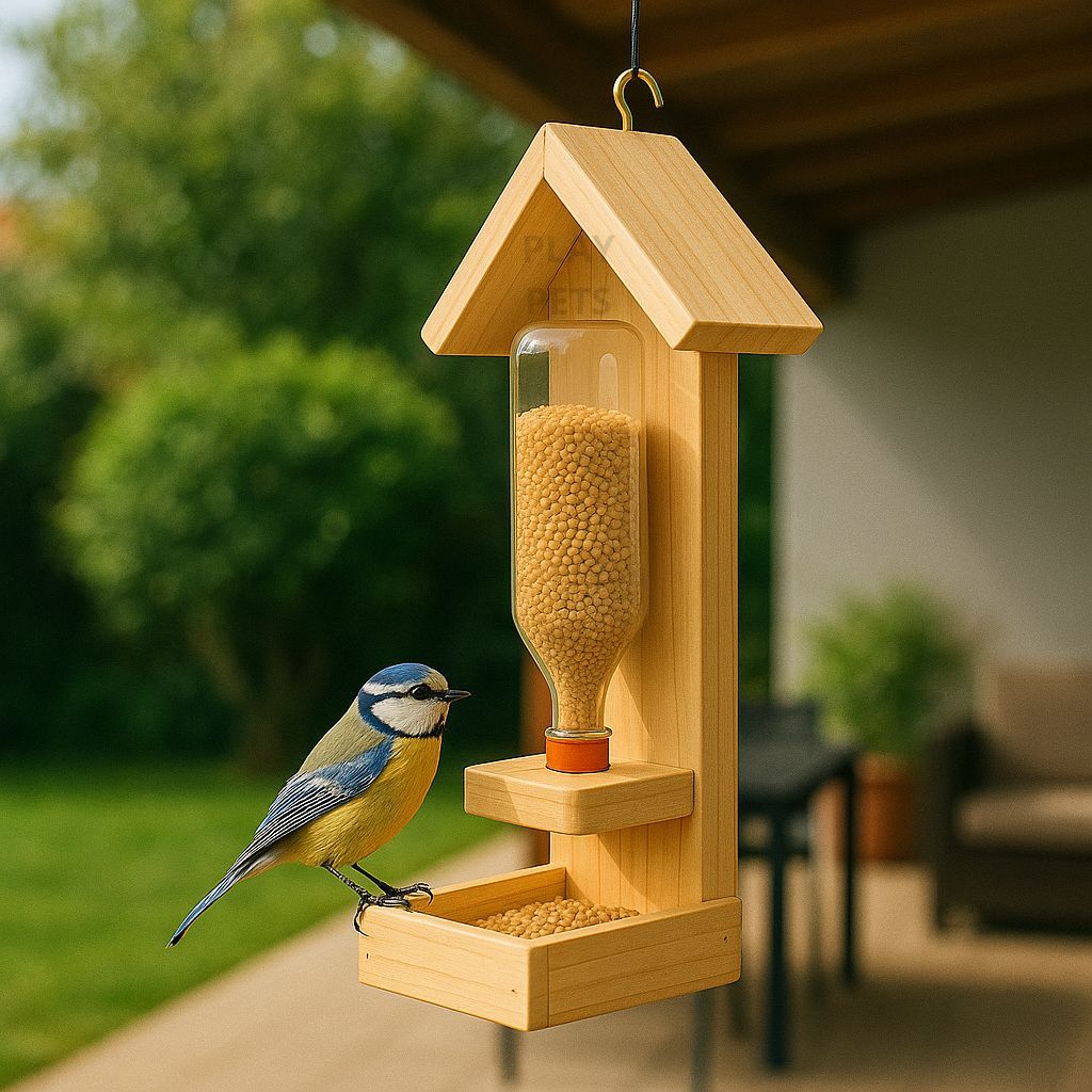 Tratador para Pássaros Livres em Madeira Natural – Com Gancho para Pendurar em Oferta na Shopee