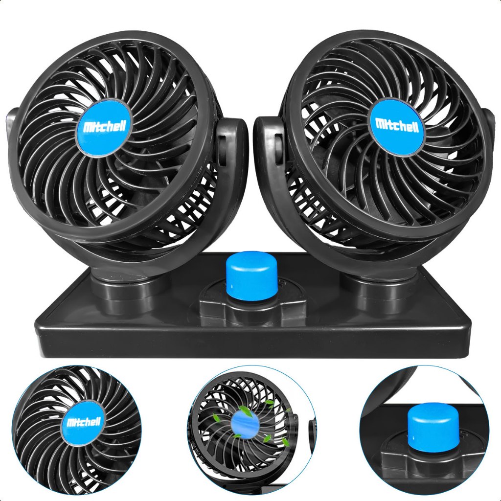 Mini Ventilador Duas Cabeças Duplo Carro Automotivo 12V Giratório 360° Veículo 2 Níveis P/Automóvel em Oferta na Shopee