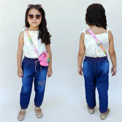 Calça Infantil Menina Jeans JOGGER Tamanho 1,2,3,4,6,8 anos