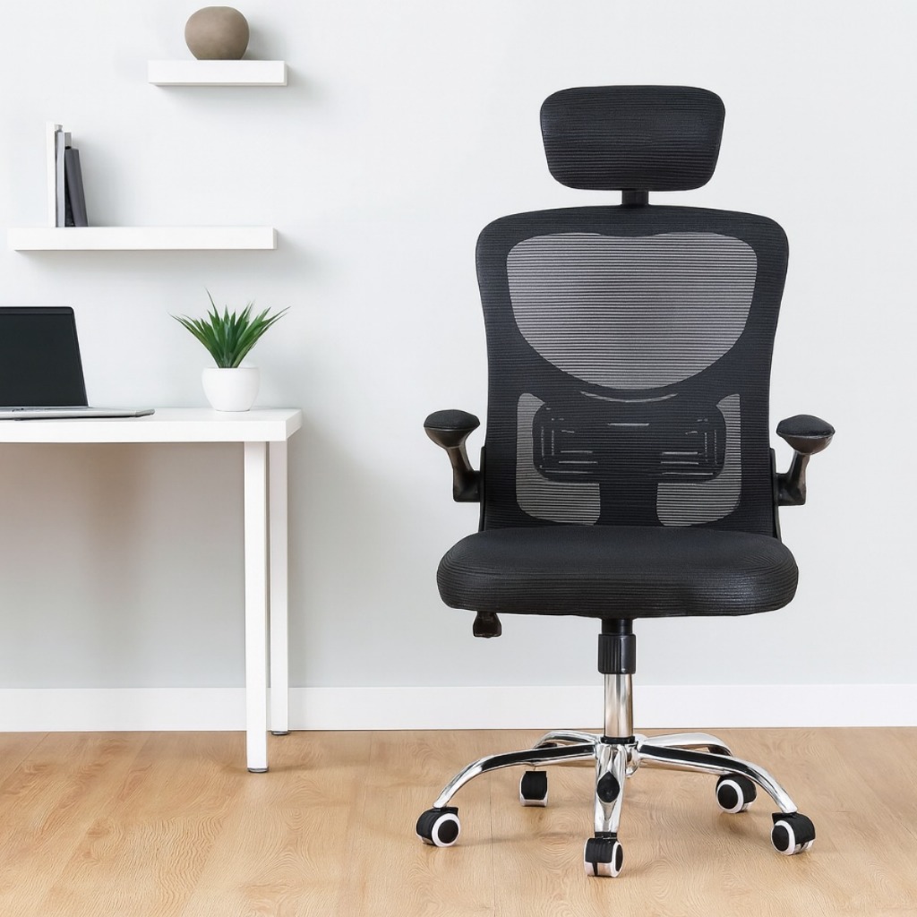 Cadeira Para Escritório Ergonômica Ajuste Lombar Regulagem de Altura Giratória Cadeira Mesh