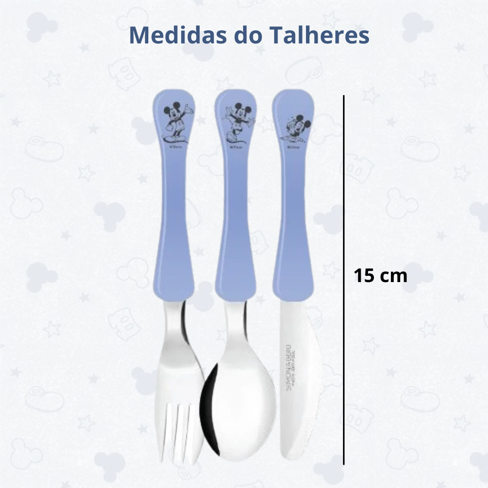 Kit Infantil Para Refeição - Talheres e 2 Pratos Mickey Disney