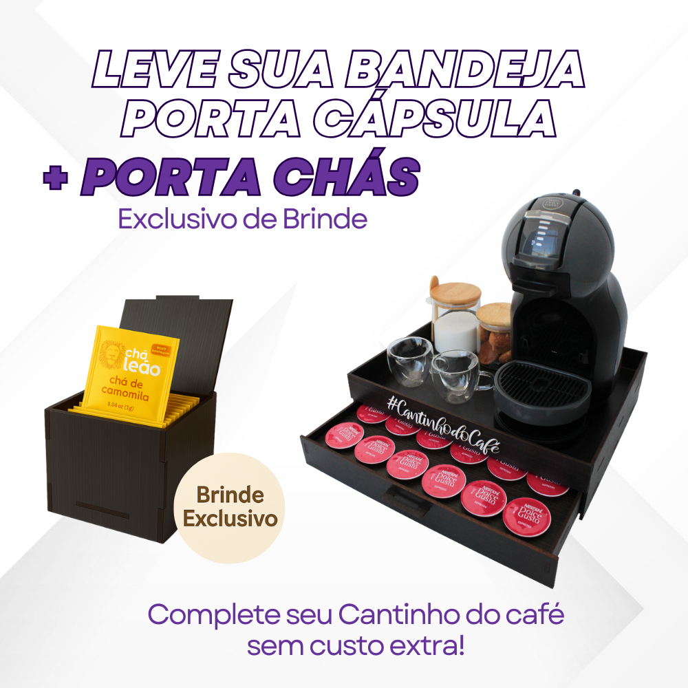 Porta Capsulas Café Chá Dolce Gusto Mdf Preto Bandeja Gaveta Decorativa Caixa Presente Caixa Cha