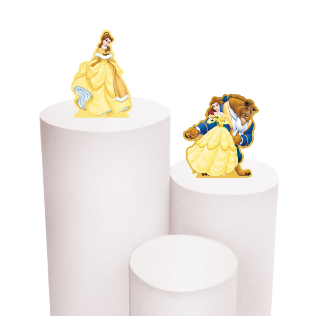 Kit de Display 2 peças de 20cm para Decoração de Festa Bela e a Fera em MDF Cortado a Laser