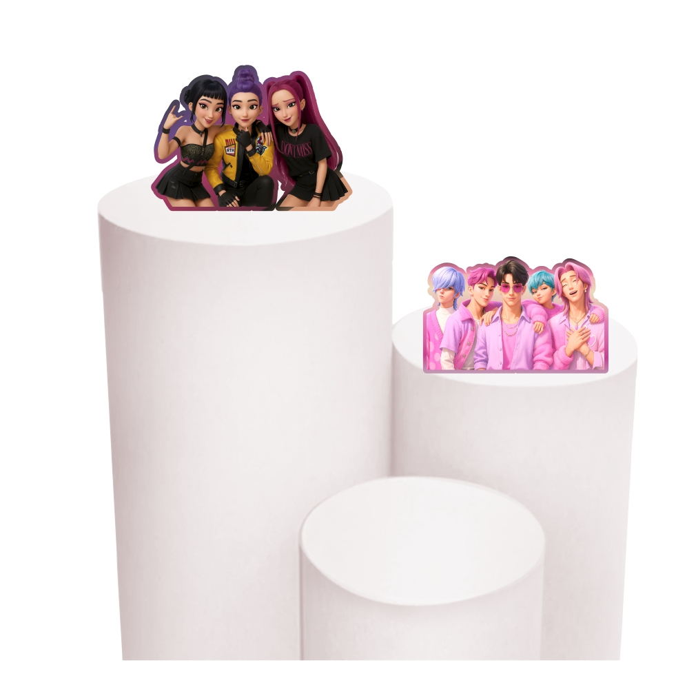 Kit de Display 2 peças de 20cm para Decoração de Festa Guerreiras K-Pop em MDF Cortado a Laser