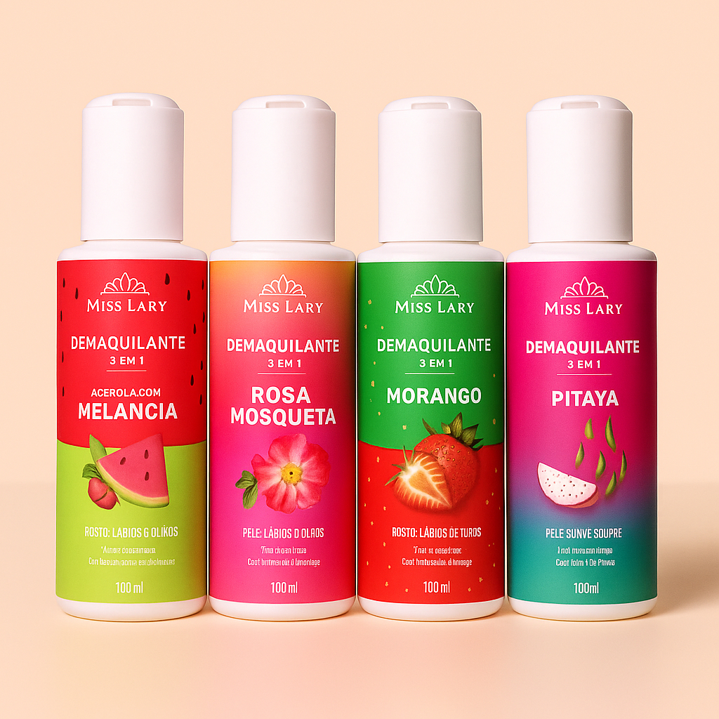 Demaquilante Bifásico Miss Lary 100ml – Remove Maquiagem à Prova D’Água, Limpeza Rápida e Suave