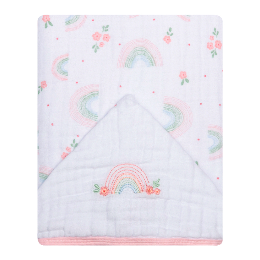 Toalha de Banho Bebê Papi Soft Com Capuz Bordado 3 Camadas de tecido fralda 90x75cm