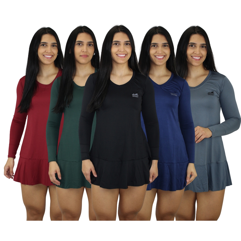 Vestido Proteção Solar Uv Fator +50 Saída De Praia Premium em Oferta na Shopee
