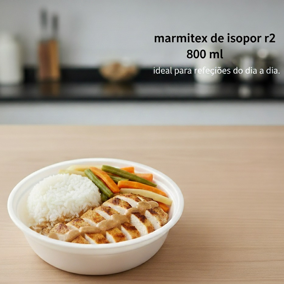Marmitex Isopor 800ml Nº8 'Quentinha' com Tampa Spumapac Pacote 100 Unidades