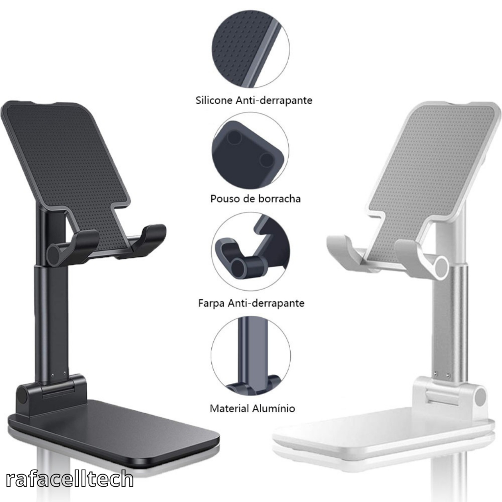 Suporte Para Celular e Tablet Dobrável Portátil Ajustável Apoio De Mesa Multifuncional