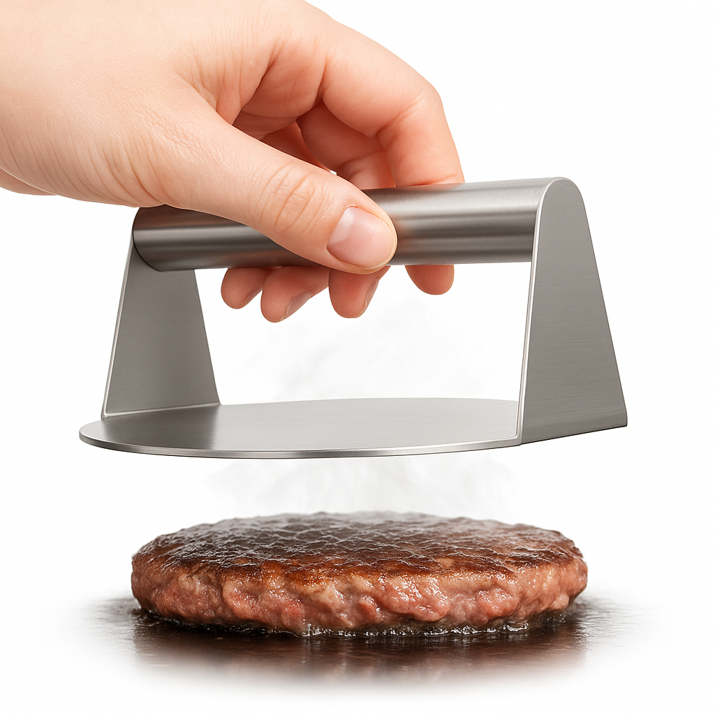 Prensa Smash Burger 14Cm Profissional Aço Inox Utensílio Prensador Amassador Carne Hambúrguer Chapa Artesanal