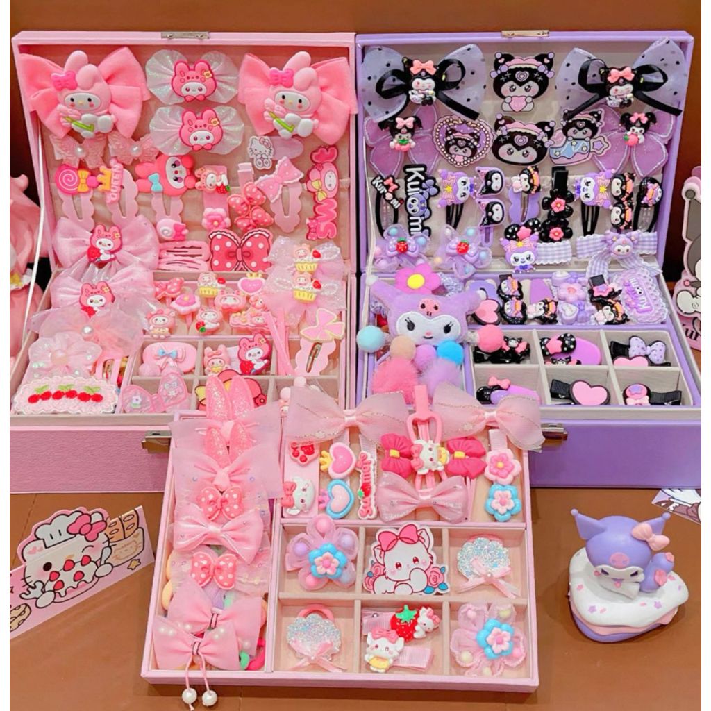 Kit Conjunto Elástico Xuxinha Presilhas Para Cabelo Várias Cores e Modelos Presente Para Crianças em Oferta na Shopee