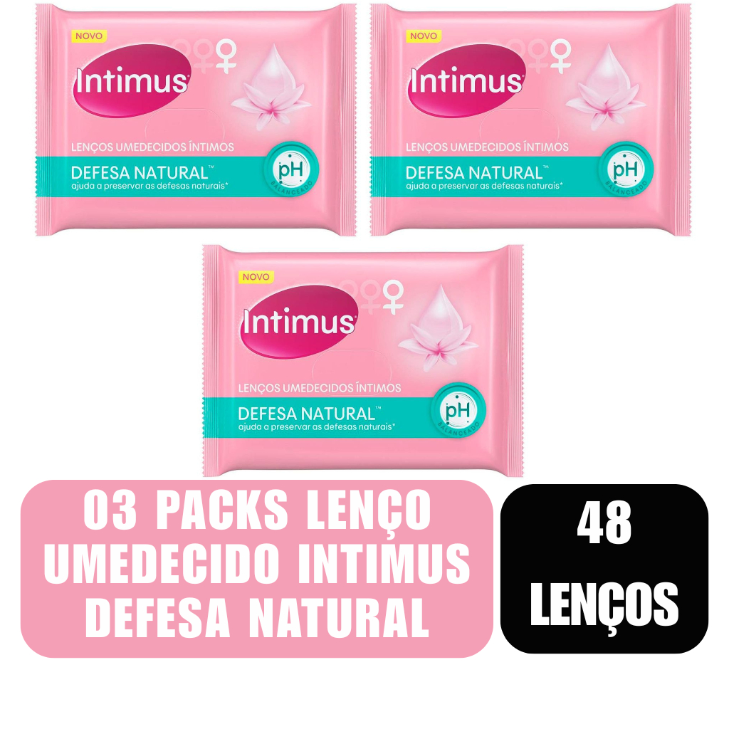 03 Packs Lenço Umedecido Intimus Defesa Natural