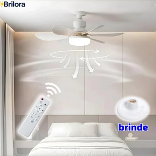Ventilador de Teto Turbo Silencioso Oval 60W/80w 6 Pás LED 3 Cores E27 Controle Função Timing Bivolt em Oferta na Shopee
