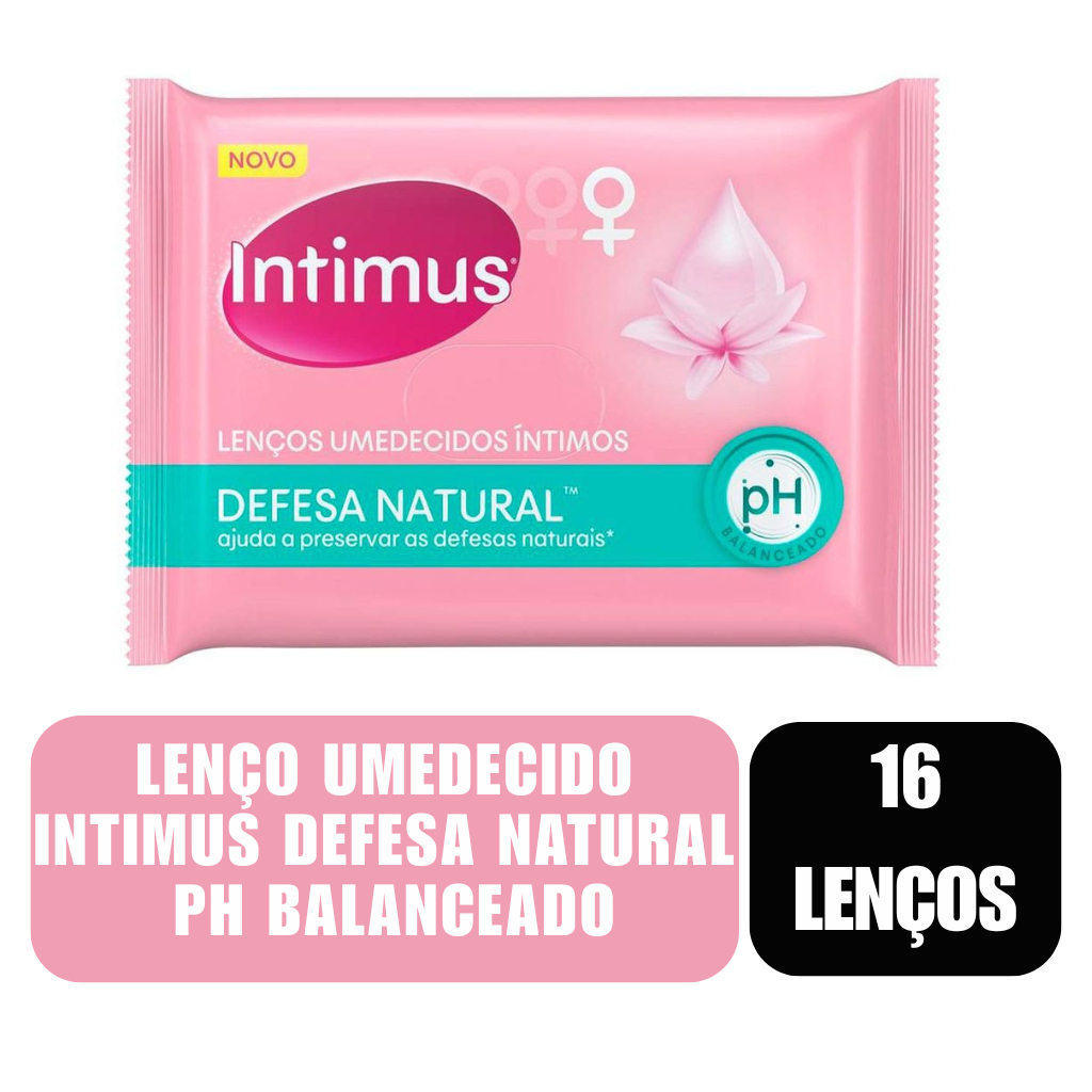 Lenço Umedecido Intimus Defesa Natural Ph Balanceado (1 pacote com 16 lenços)
