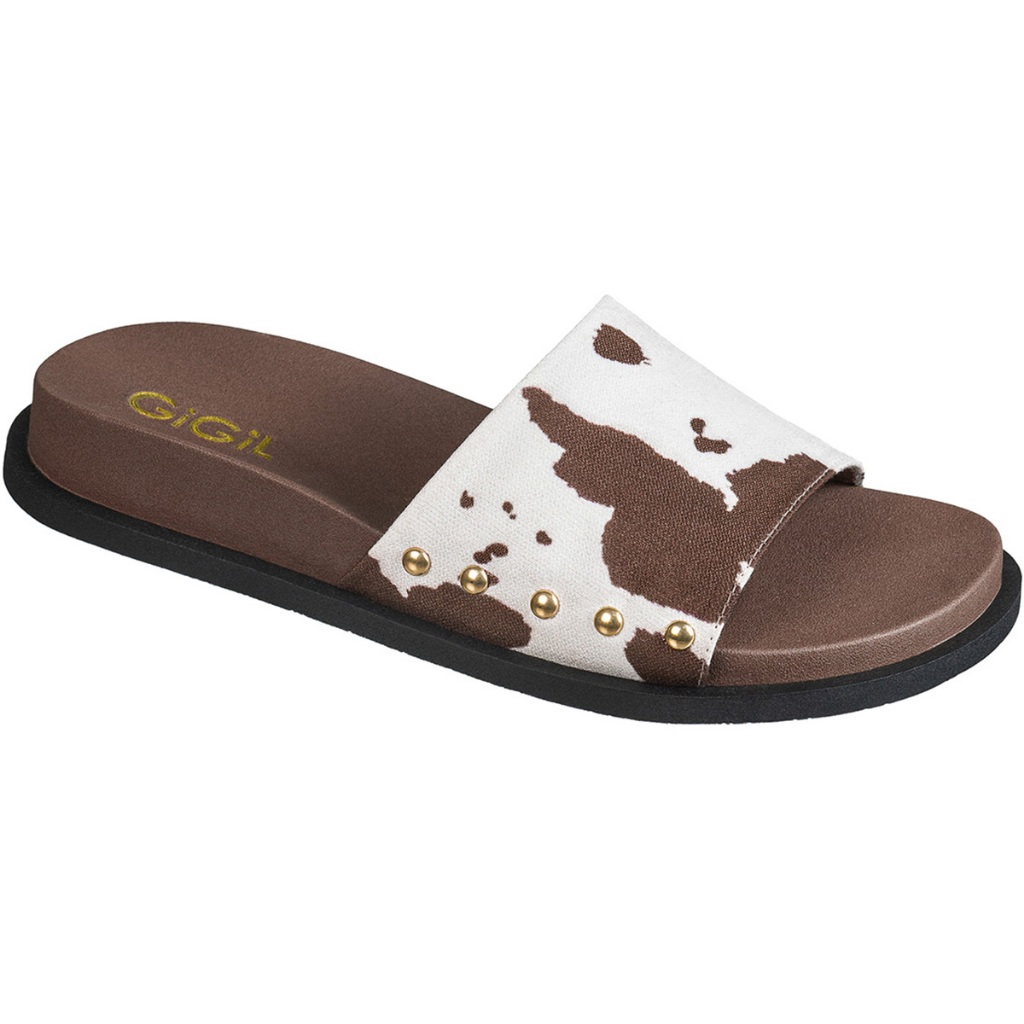 Sandália Feminina Papete Rasteira Slide Estampa Vaca Moderno Confortável GiGiL em Oferta na Shopee