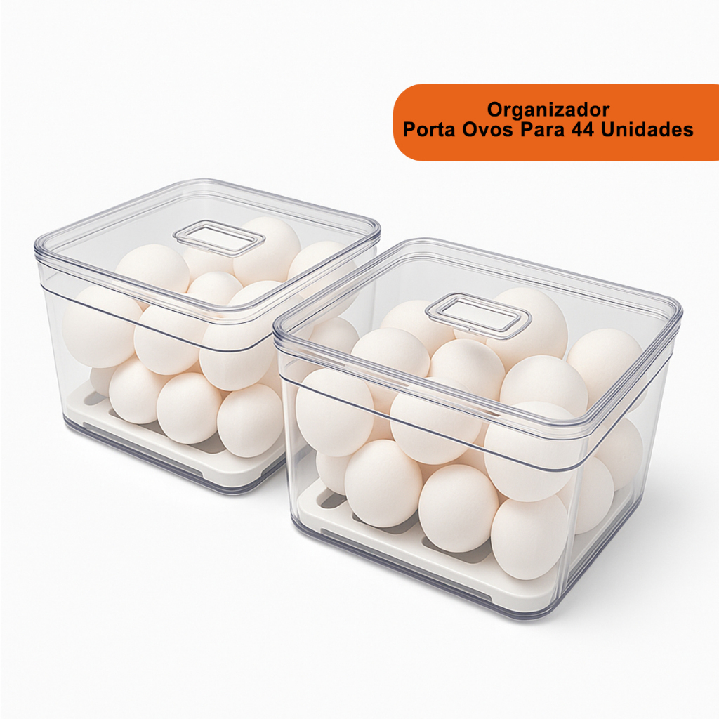 Porta Ovos 44un Organizador de Geladeira Com Tampa Bandeja Acrilico Rebirth