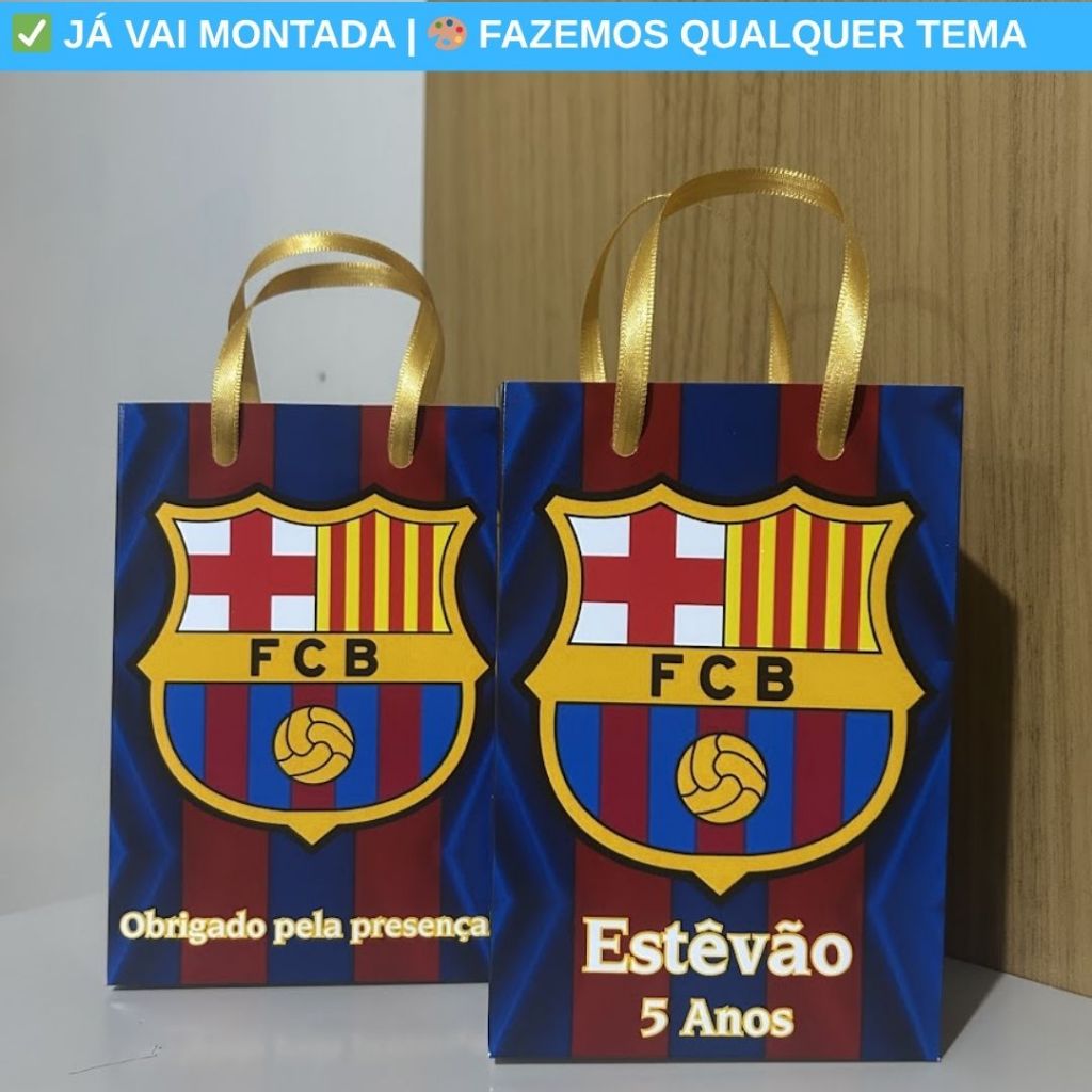 Sacolinha Surpresa Personalizada Barcelona Festa Infantil | Lembrancinha Aniversário Criança Temas