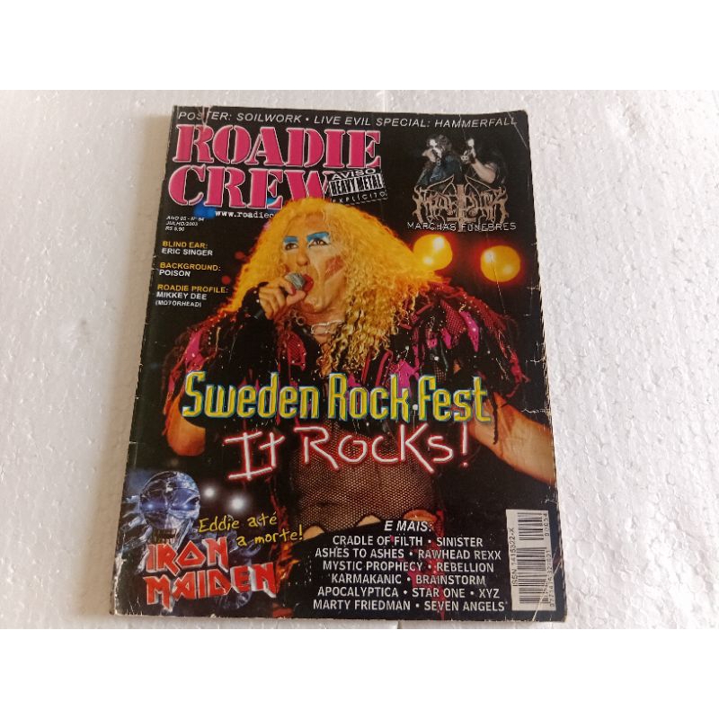 revista roadie crew número 54 julho de 2003 sweden rock com pôster soilwork bom estado páginas e capa com pequeno rasgo