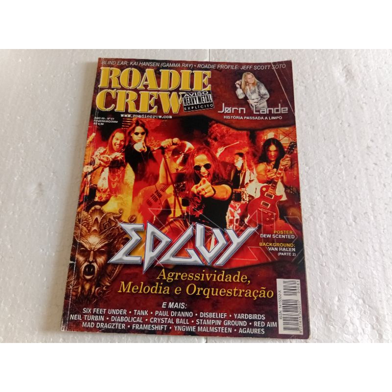 revista roadie crew número 61 fevereiro de 2004 edguy pôster dew scented ótimo estado páginas e capa