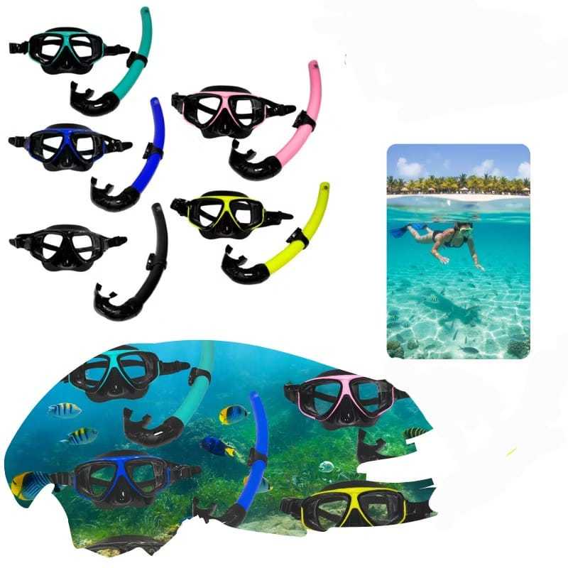 Kit Mergulho Máscara Respirador Snorkel Profissional Adulto Natação Silicone em Oferta na Shopee