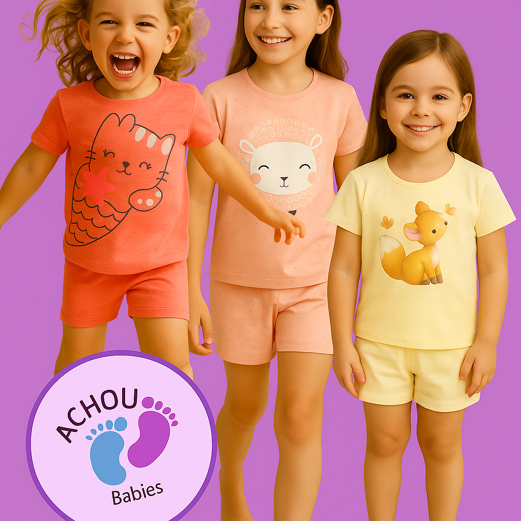 Conjunto de Pijama Infantil para Meninas - Confortável e 100% Algodão