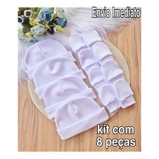 Kit 4 Touca e 4 Luva Para Bebê Recém Nascido 100% Algodão Antialérgico Maternidade Enxoval Gestante em Oferta na Shopee