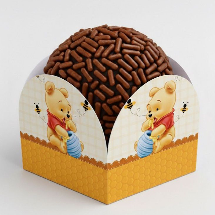 100 Forminhas urso pooh, fominha de Doce Brigadeiro, ursinho pooh, 4 Pétalas Festa Aniversários Fominhas para Doces