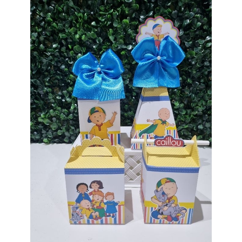 KIT FESTA CAILLOU / LEMBRANCINHA PERSONALIZADA / CAIXINHAS MILK E PIRÂMIDE / ANIVERSÁRIO