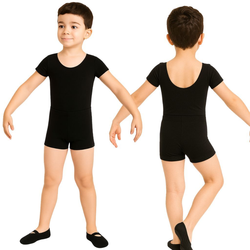 Kit Preto Masculino Infantil Em Suplex Jazz e Ballet